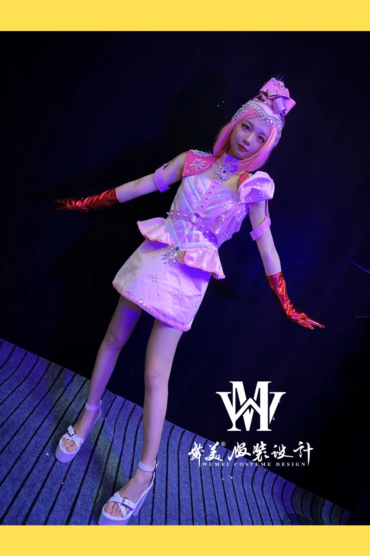 Nieuwe Nachtclub Roze Leuke Mooie Meisje Prestaties Jurk Vrouwelijke Bar DS Prestaties Jurk Dansvoorstelling Set