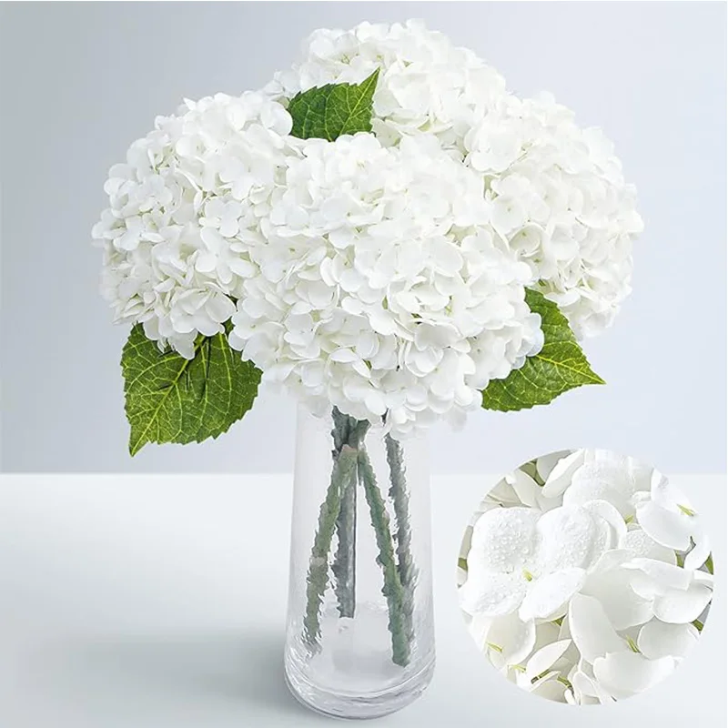 

1Pc Real Touch White Artificial Hydrangea Flowers Bouquet for Home Room Wedding Decor Table Flower Arrangement Decoration