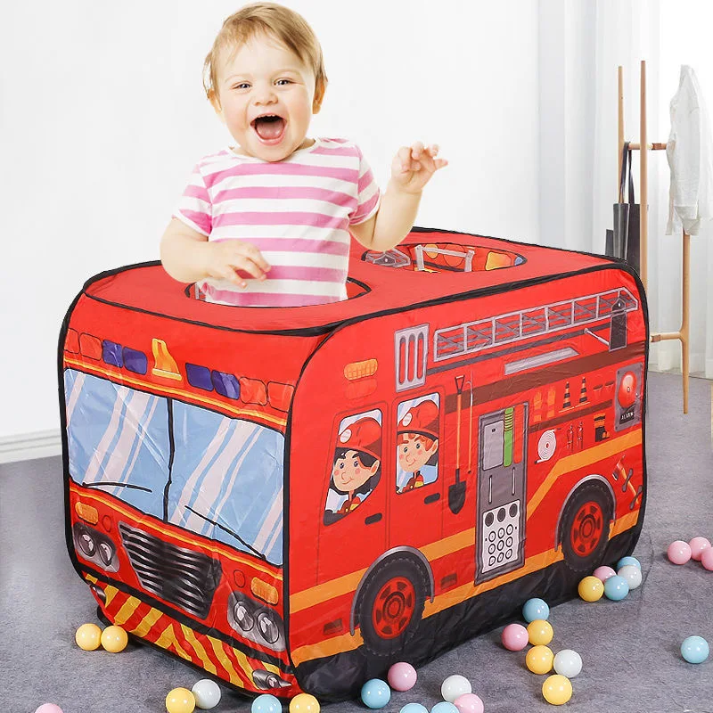 Kids Game Play Tent Fire Truck Police Bus Foldable Pop Up Toy Playhouse Children Toy Tent Ice Cream Firefighting Model House