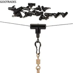 Black T-Swivel Slider Beads Running Ledger Zip Fishing Line Slider Beads Rolling Swivel Carp Rig Rings Clip Fishing Swivels