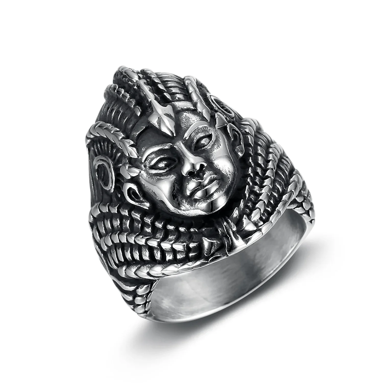

Egyptian Pharaoh Stainless Steel Polished Niche Men's for Rings Size 7-14
