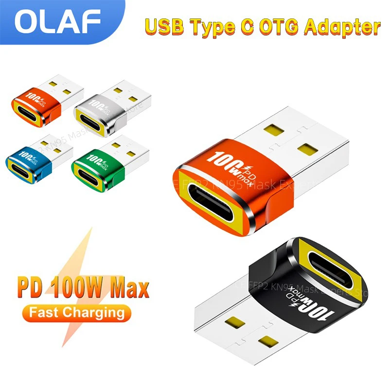 Olaf OTG USB To Type C Adapter USB C Female To USB A Male Converter 100W Fast Charging Data Transfer for Macbook Xiaomi Samsung