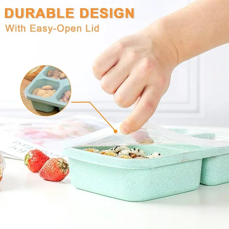 صندوق الوجبات الخفيفة مع غطاء شفاف 4 صناديق الوجبات الخفيفة الشبكية مع مقصورات صندوق الغداء القابل لإعادة الاستخدام حاويات الوجبات الخفيفة حاويات تخزين المواد الغذائية