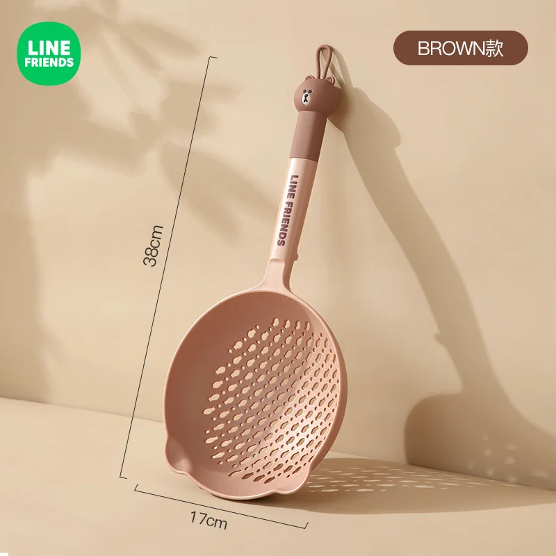 New Kawaii Brown Bear Sally Cony Large Colander Anime Cute Home Non-Stick Anti-Scalding Long Handle Draining Mesh Skimmer Spoon