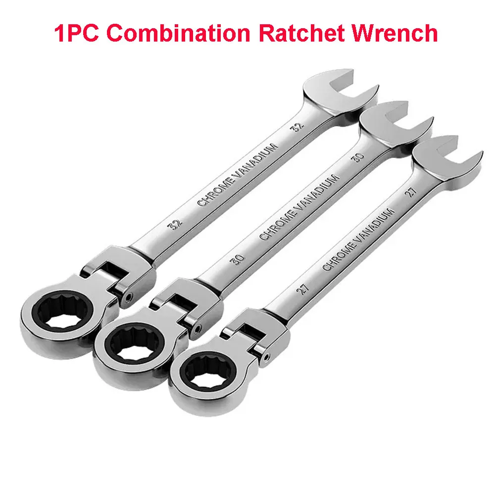 1PC Combination Ratchet Wrench with Flexible Head Dual-purpose Ratchet 6-32mm Set Ended Spanner Socket Car Repair Hand Tools