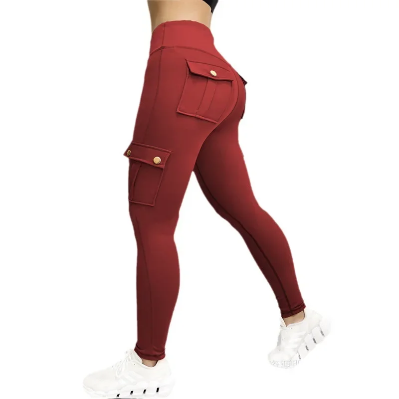 Pantaloni aderenti da donna Leggings alla caviglia Pantaloni cargo a vita alta Tasche capris in vita elastica 2025 Pantaloni da jogging Pantaloni da yoga streetwear