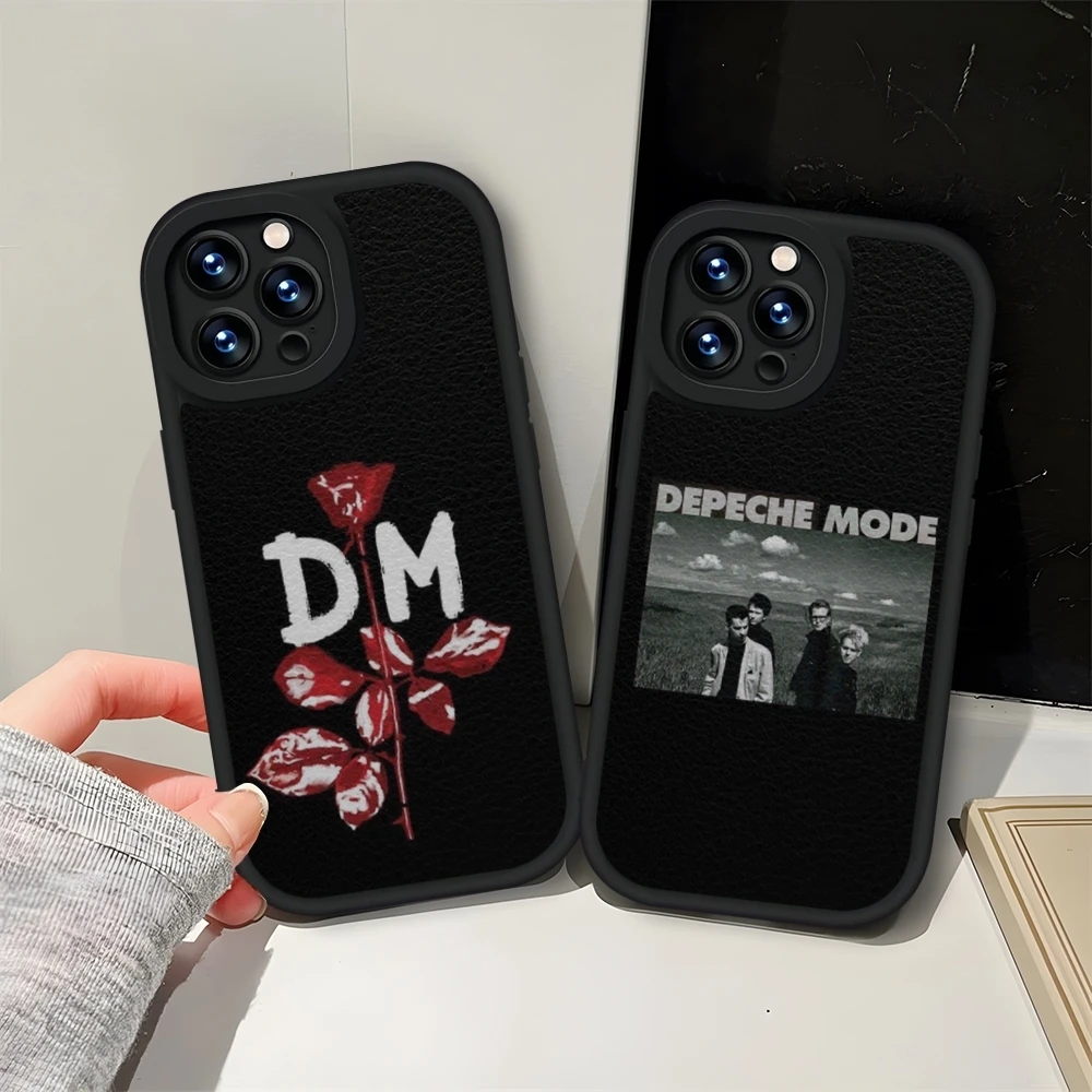Кожаный черный чехол Depeches Modes для iPhone 13 16 Pro Max 12 15 11 14 Pro Max Mini Plus, мягкий силиконовый чехол
