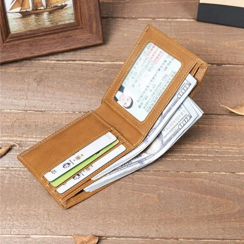 複数のカードスロットを備えたスリムなメンズ財布 PUレザー プレミアム製品財布 男性用ショート財布