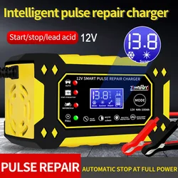 Full Automatic Car Battery Charger 12V Digital Display Battery Charger Power Pulse Repair Chargers Wet Dry Lead Acid
