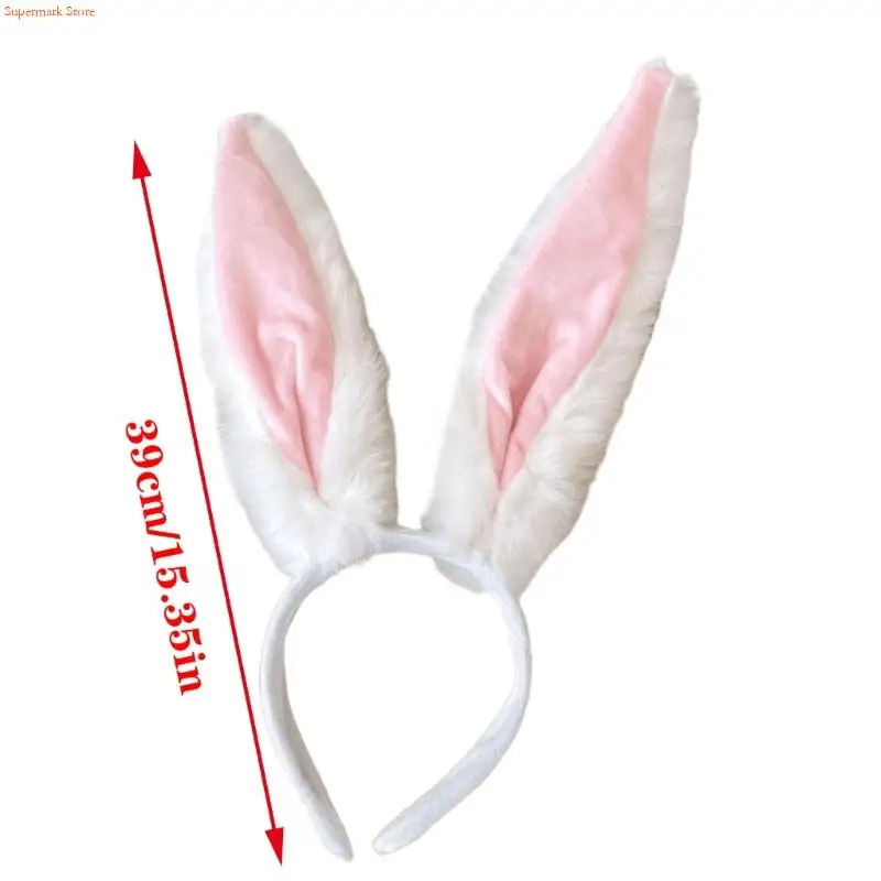 Diadema Q5WE con orejas conejitos, diadema felpa para traje disfraz, diadema para mujer y niña