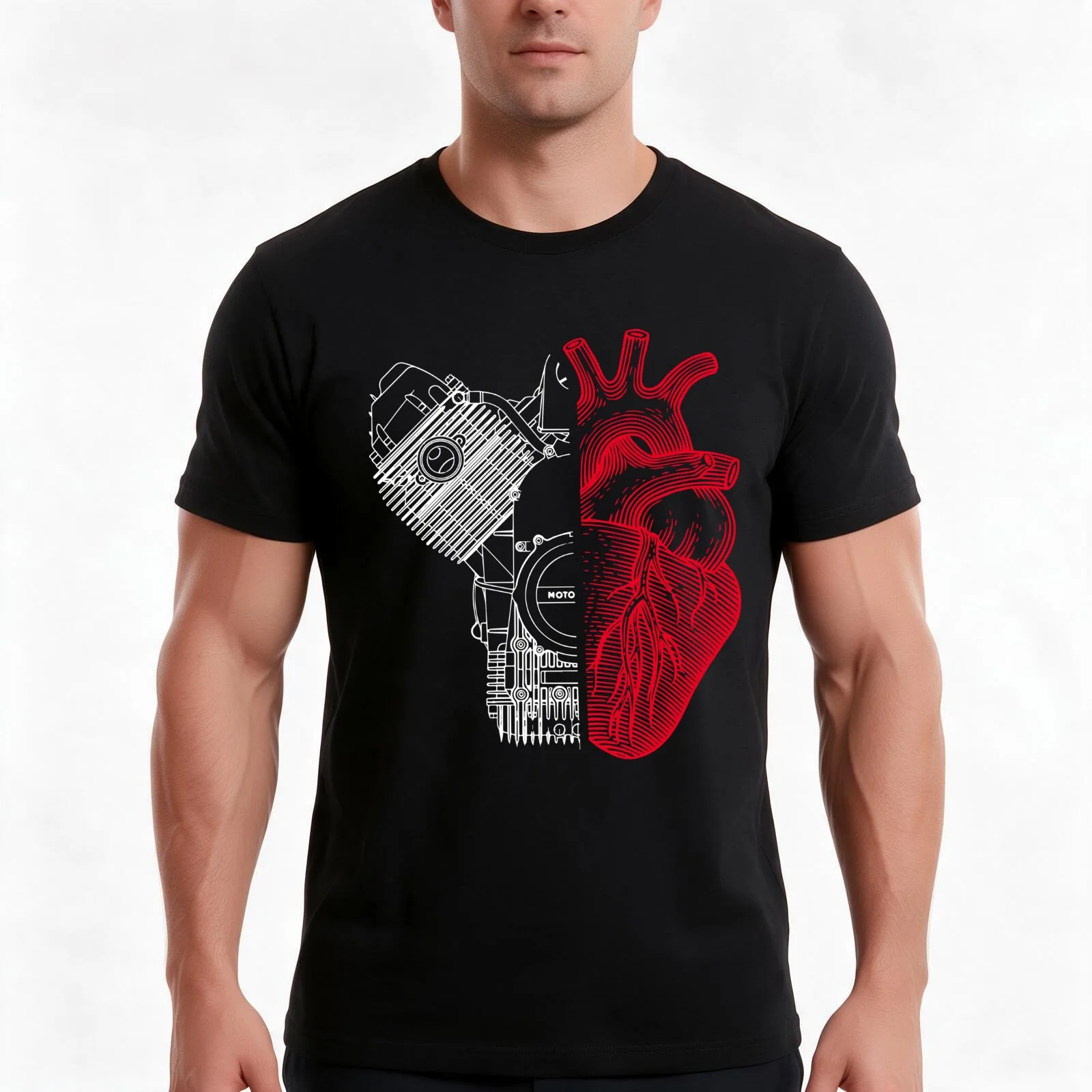 Ho un cuore bicilindrico on black T-Shirt Summer Casual Cotton Tee Oversized Streetwear Tops Vintage Graphic Print