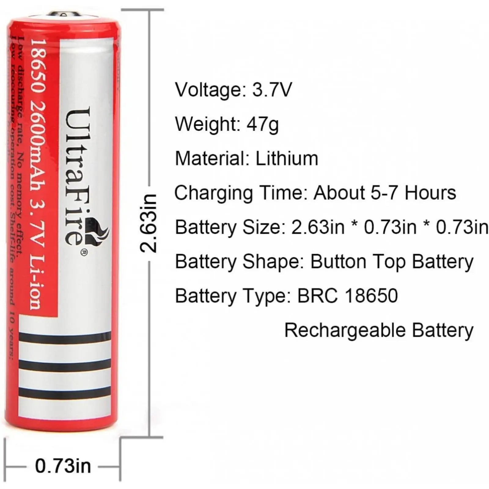 UltraFire 18650 Rechargeable Battery 3.7V Real Capacity 2600mAh Li-ion batterie for Flashlight Headlamp Toy with WF-139 Charger