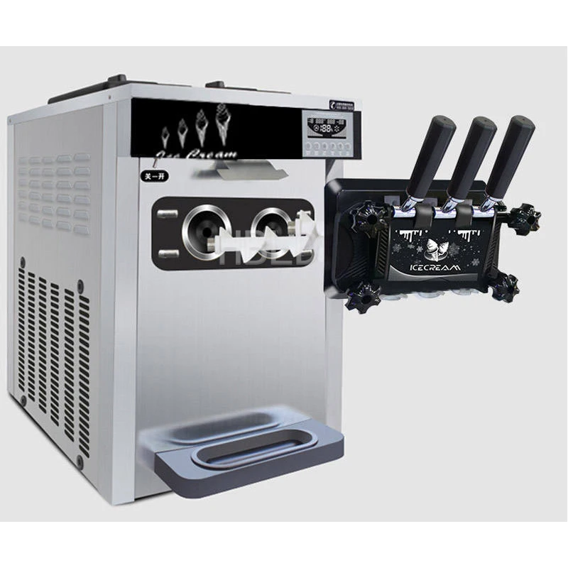 Desktop Soft Ice Cream Maker 3-Flavor Stainless Steel Frozen Yogurt Vend Machine for Home Use Ice Cream Business