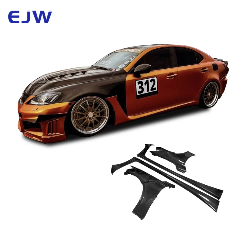 

True Carbon Fiber Body Kits Spoiler Trim And Side Skirts For 2006-2012 For Lexus IS350 IS250 Modified ISF Version Custom Fenders