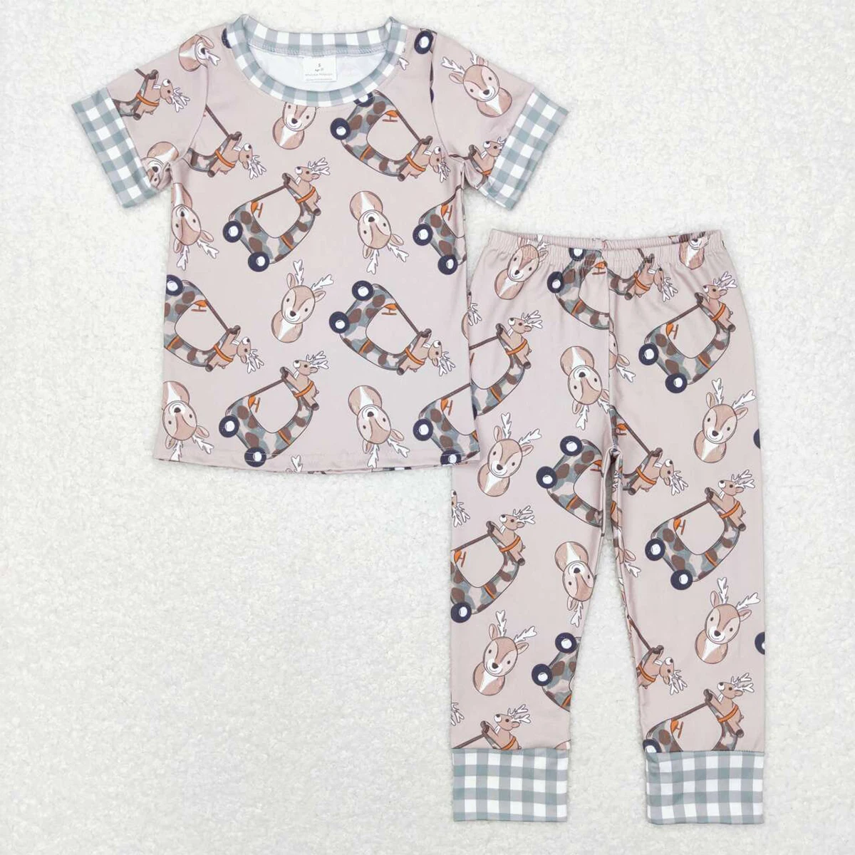 Wholesale Children Short Sleeves Deer T-shirt Pants Nightclothes Baby Boy Sleepwear Set Pants Infant Pajamas Outfit