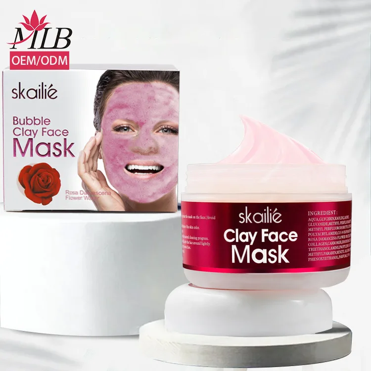 100g Rose Bubble Clean Detoxifying Clay Face Mask Gently Exfoliate and Protect Skin - Skin Care Suitable for All Skin Types