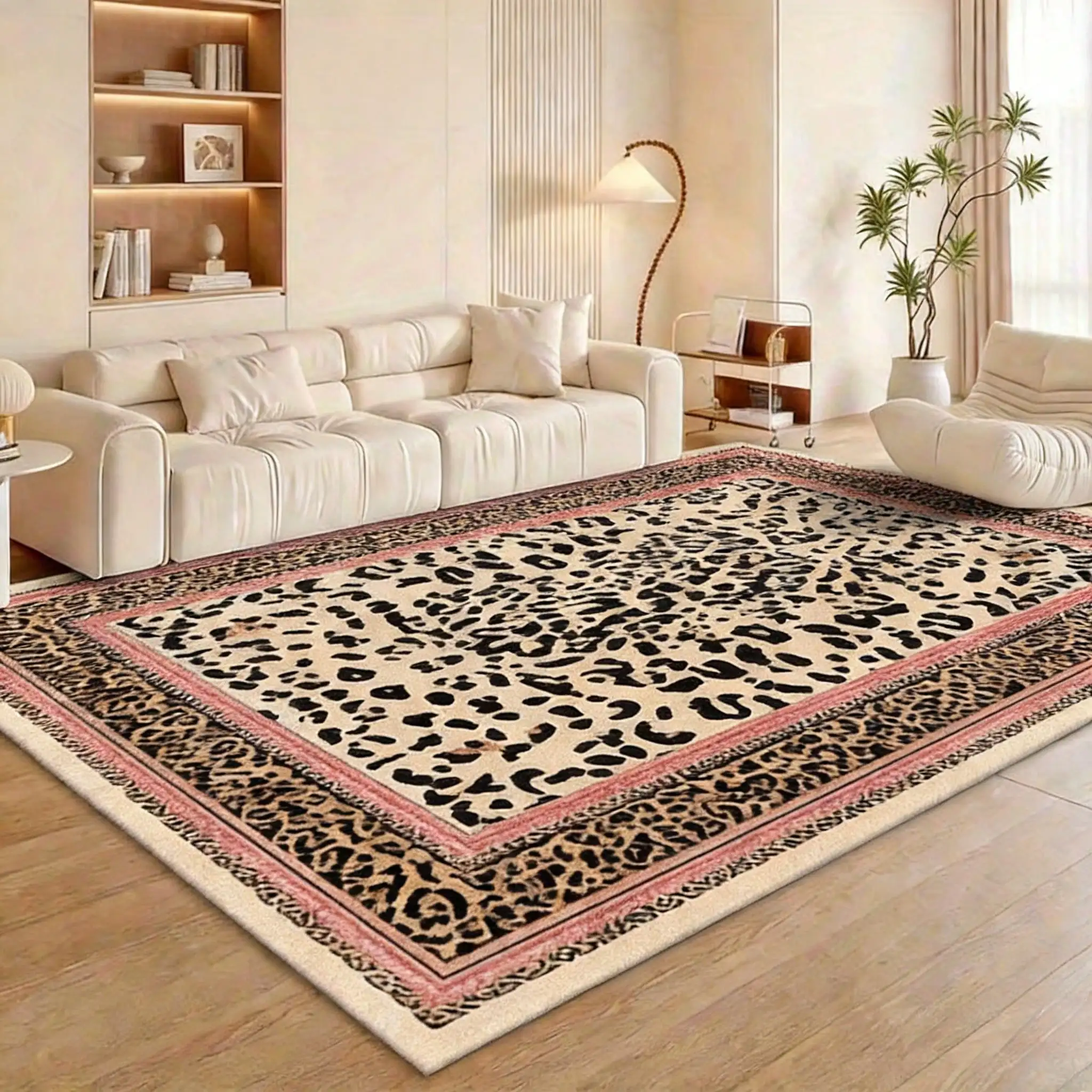 Retro Leopard Print Pattern Flannel Area Rug Door Mats Outdoor Carpet Comfortable Home Decor Mat Suitable Shopping Centers Game Room Living Rooms Bedrooms Offices Camping Daily Festivals Weddings Gymnasium Party Halloween Christmas Rug