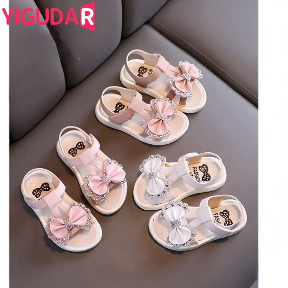 2023 verão meninas sandálias cor-de-rosa da criança do bebê moda princesa menina sapatos crianças dedo do pé aberto antiderrapante sandálias de praia sapatos casuais