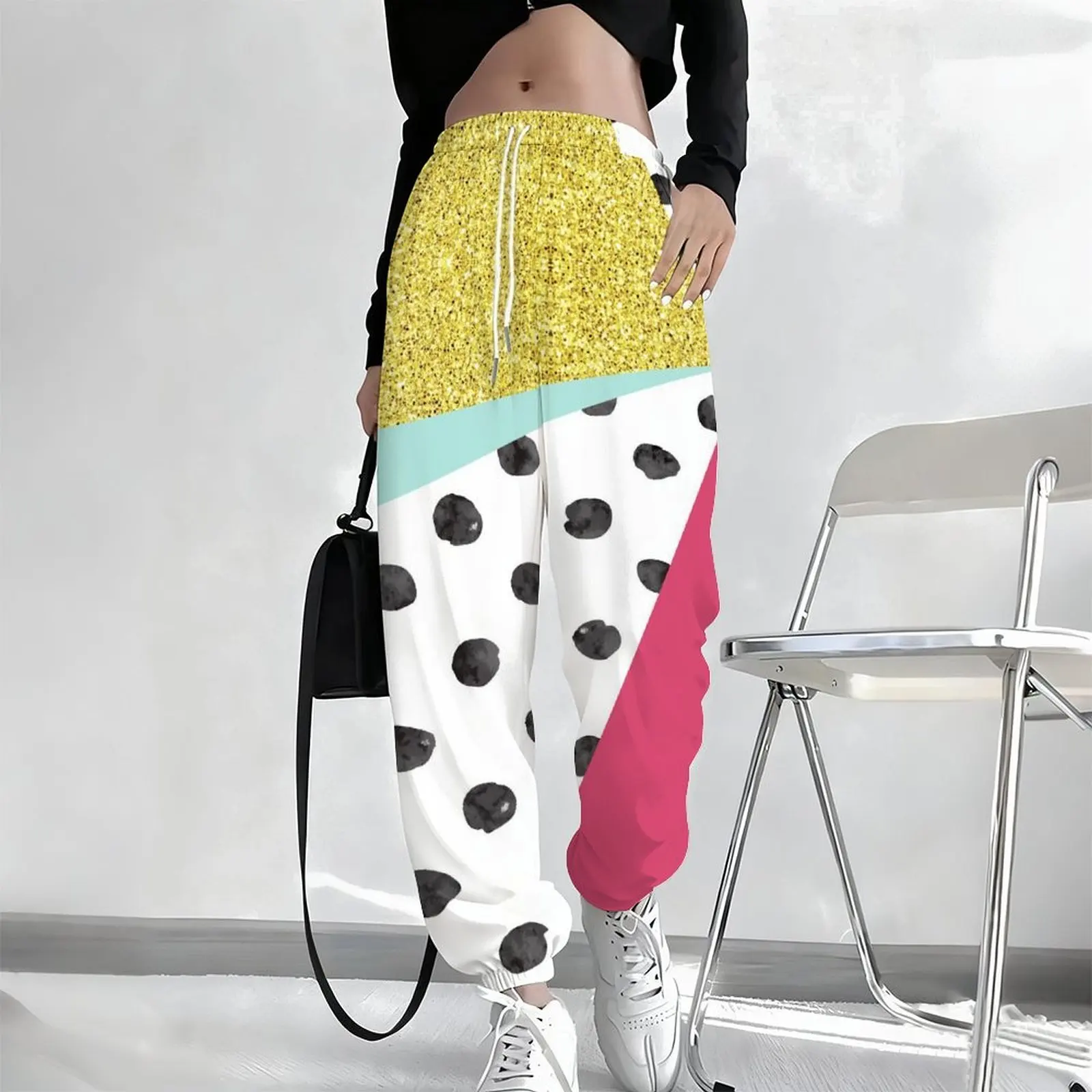 Winter Daily Casual Yoga Pants Printed Sportswear Pants Autumn Pocket Trousers Women's Fashion Drawstring Jogging Pants