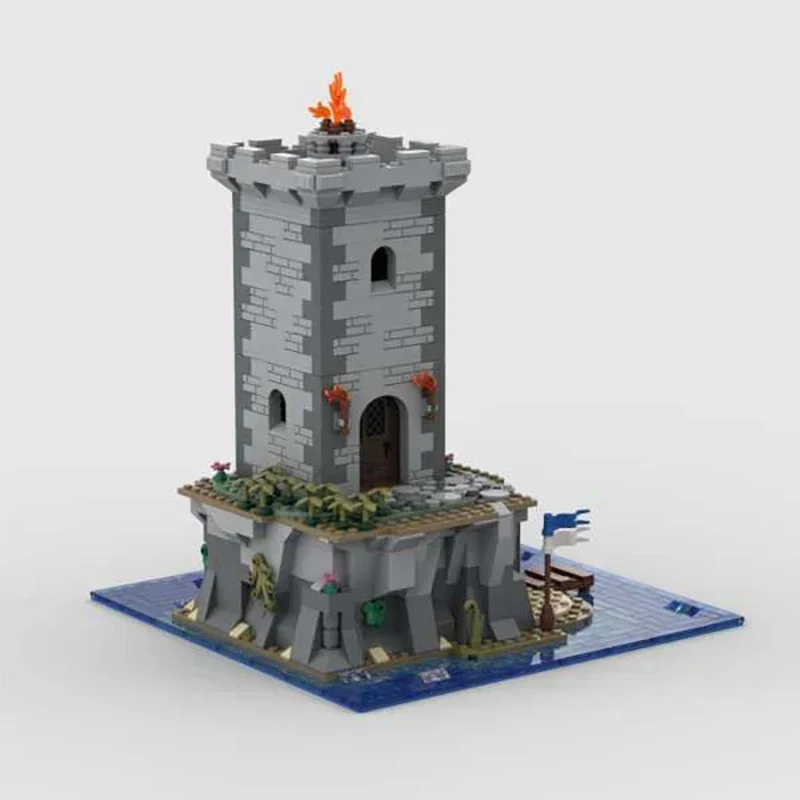 Moc Bausteine Mittelalterliche Burg Modell Insel Leuchtturm Technologie Modulare Blöcke Geschenke Weihnachten Spielzeug DIY Sets Montage