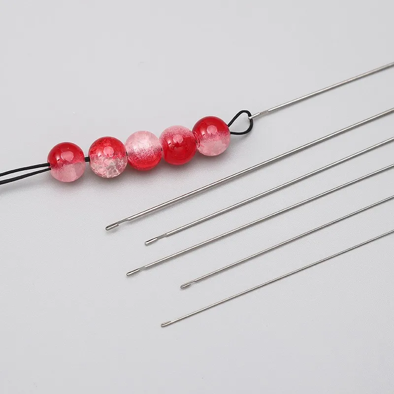 1/5-Piece Set of Bead Needles With Side Openings for Easy Threading ,Suitable for Handicraft and DIY Bead Making  17CM/6.69inch