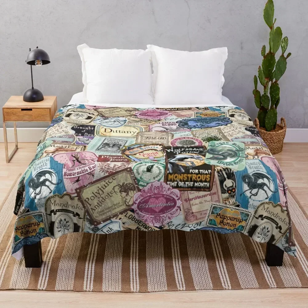 Magical Apothecary Throw Blanket halloween wednesday Furry Blankets For Bed Blankets