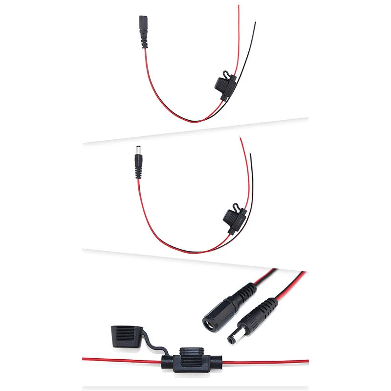 DC 5A Male female cable Plug With Fuse Seat Waterproof Fuse Block To Open End Flexible Wire Pigtail power Cable 20awg 5.5x2.1 t1