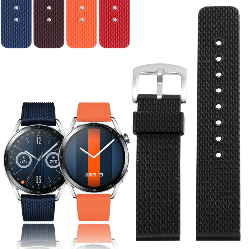 

Silicone Replacement Watch Band Substitute For Watch3/GT3/2Pro/New Buds/Honor Magic 2 Series Waterproof Rubber Strap 20/22mm