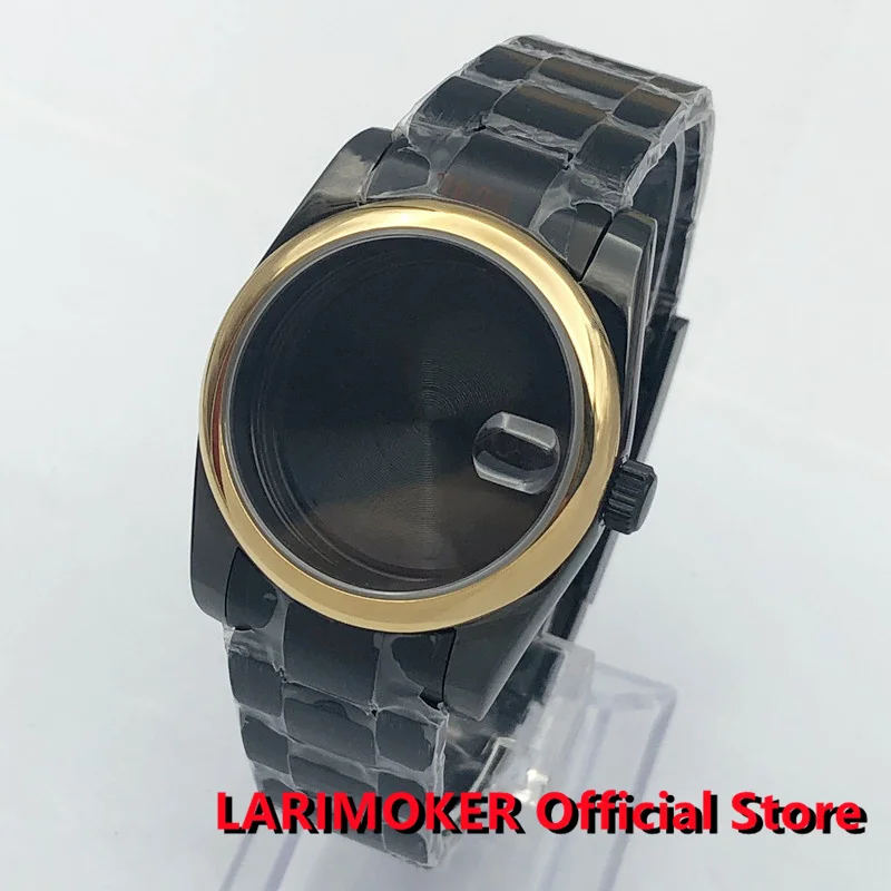 

LARIMOKER 2022 New 36mm/39mm Black PVD Sapphire Glass Date Fit NH34 NH35 8215 821A DG2813 ETA2824 3804 PT5000 Case Movement