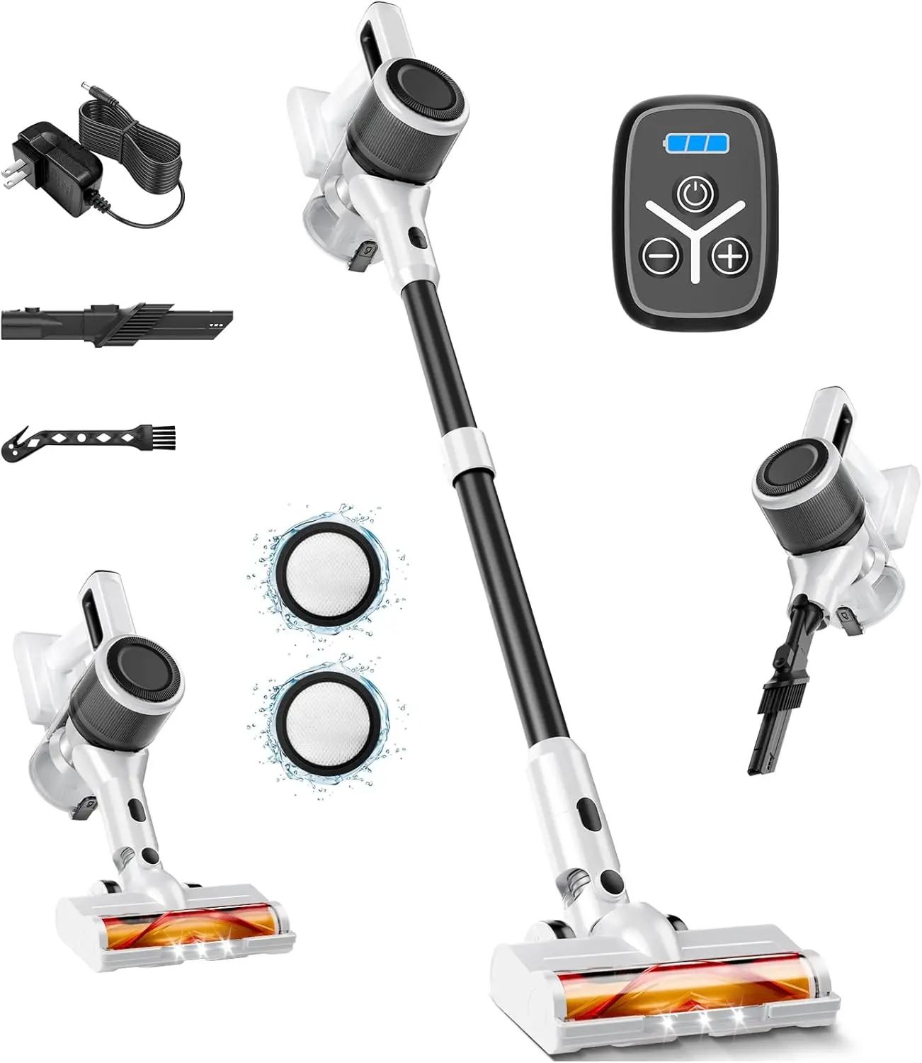 Aspirapolvere senza fili per la casa - Aspirapolvere leggero da 30 Kpa con batteria ricaricabile, autonomia massima di 45 minuti, 8 in 1 H