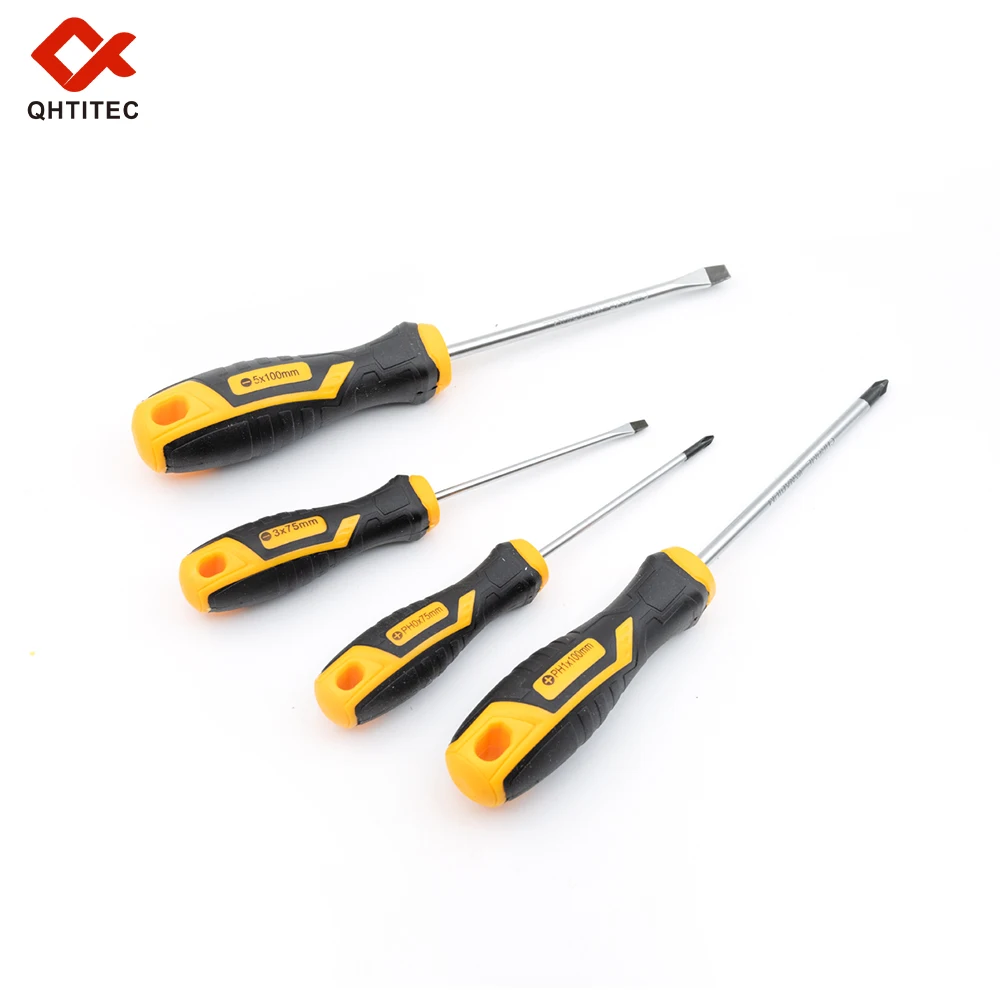 4PCS CR-V Magnetic Screwdriver Set Phillips Slotted Screwdrivers Non-Slip Bi-Material Household Electrical Repair Hand Tool Kit