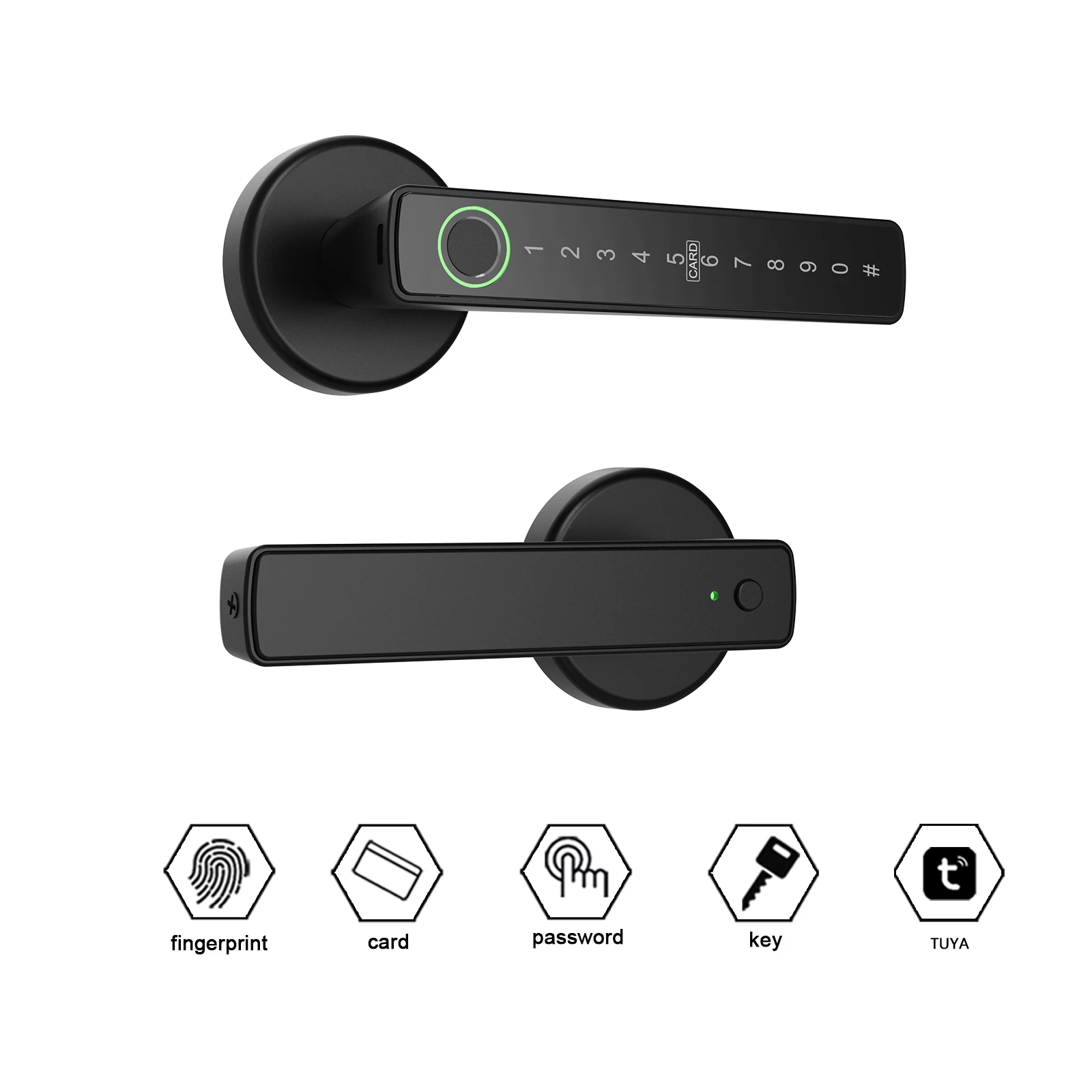 WINFREE cerradura de puerta inteligente Tuya Bluetooth cerradura de huella digital tarjeta de código de acceso cerradura inteligente de entrada sin