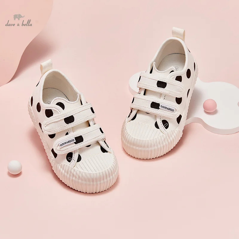 Dave Bella 2024 Lente Kids Canvas Schoenen Voor Baby Jongens Meisjes Casual Wit Dot Antislip Kinderen Canvas Schoenen Db1248031