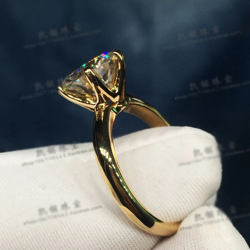 Fashion Delicate Yellow Gold Color Allergy Free Tibetan Silver Ring High Quality Cubic Zirconia Wedding Band Jewelry For Women image 6