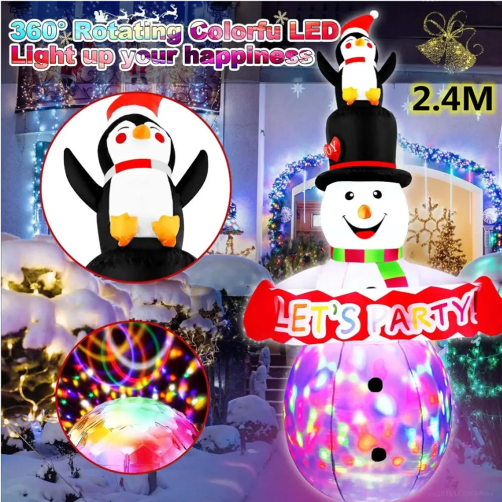 2.4M Overhead Penguin Snowman gonfiabili natalizi luci a LED decorazioni gonfiabili decorazioni da giardino per interni ed esterni