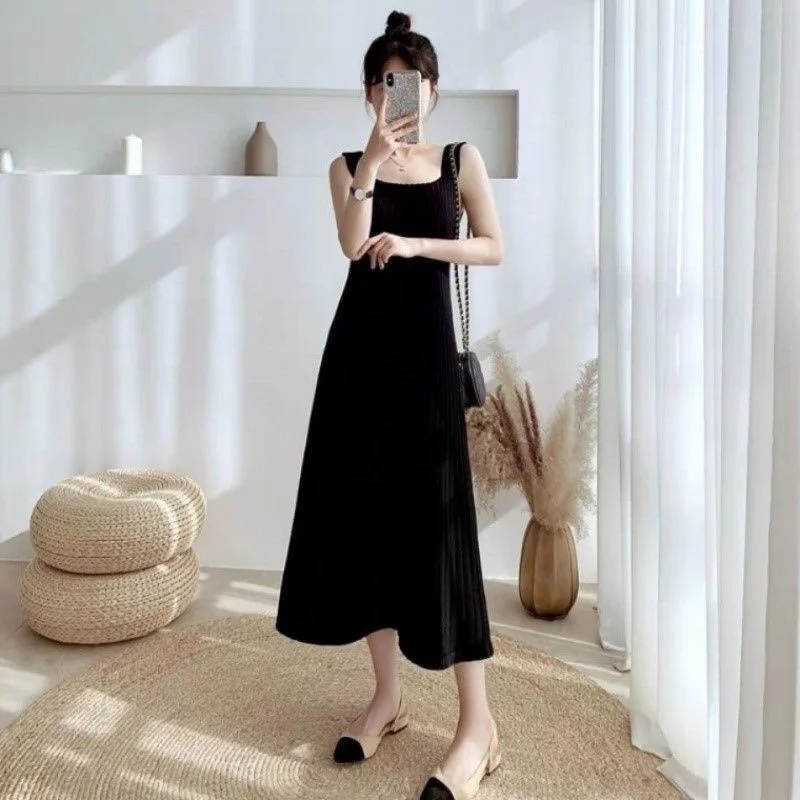 

Summer Woman Modal Bottomed Suspender Inner Dresses Female Medium Length Loose Sleeveless Vest Dress Ladies Long G93