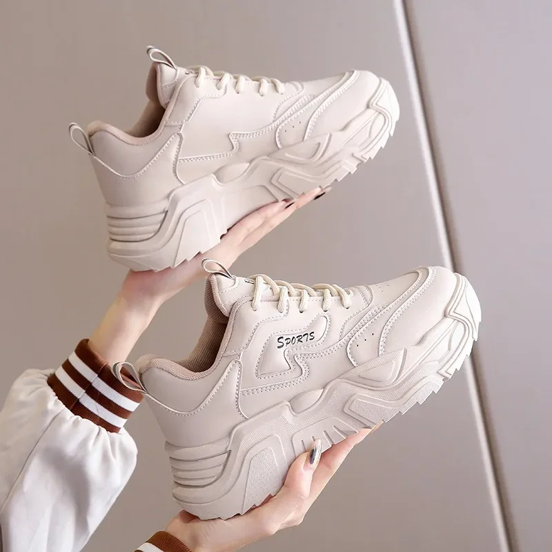 

Chunky Sneakers Women Casual Shoes 2024 Spring Autumn Dad Shoes Woman Fashion PU Leather Platform Sneakers Ladies Zapatillas