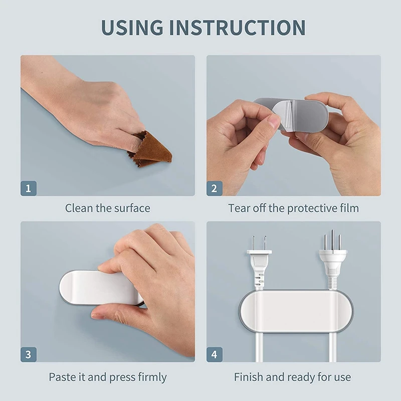 Cable Fixing Clip Self-Adhesive Organizer Data Cable Storage Cable Organizer Box Fixed Cable Clamp 4 Pieces