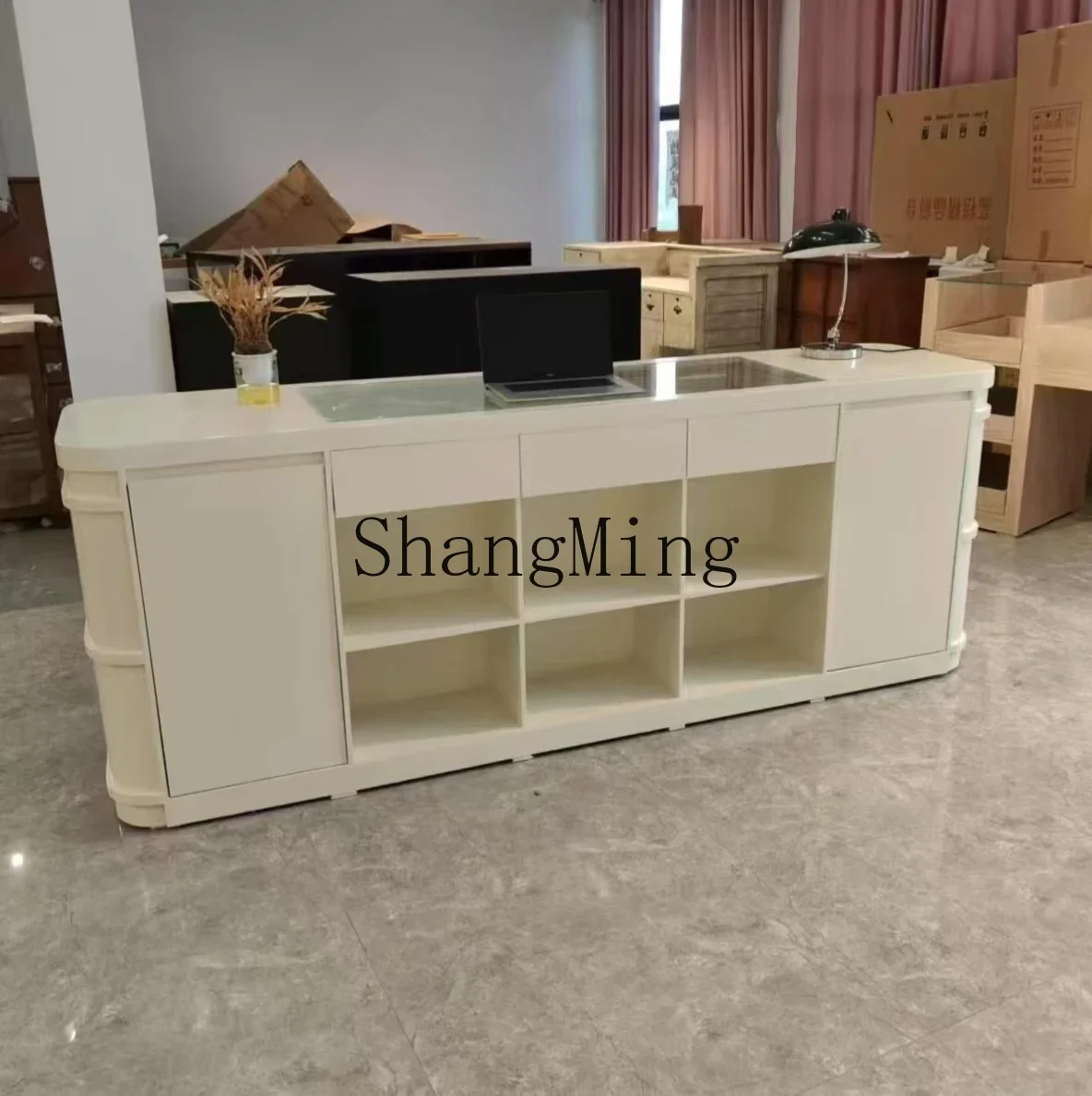 ZYY Commercial Cashier Reception Desk Clothing Store Counter Table Store Display Nakajima Water Station