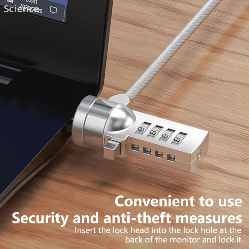 Anti-Theft Key Lock for Laptop and Tablet PC, USB Wedge-Shaped Security Cable