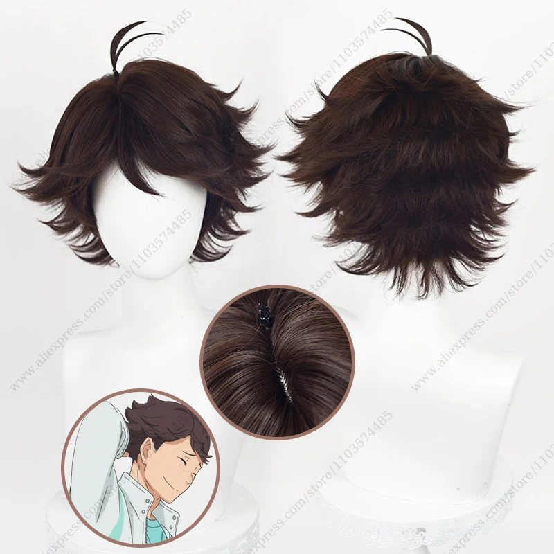 

Парик для косплея аниме Oikawa Tooru, 28 см, короткие темно-коричневые термостойкие синтетические парики