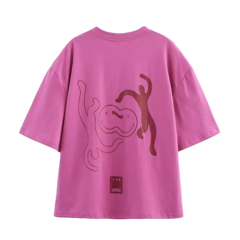 صيف 2025 المرأة عادية فضفاض تنوعا Waed تي شيرت مطبوع مريح ort Sve جولة Ne العادية طول Faion #2