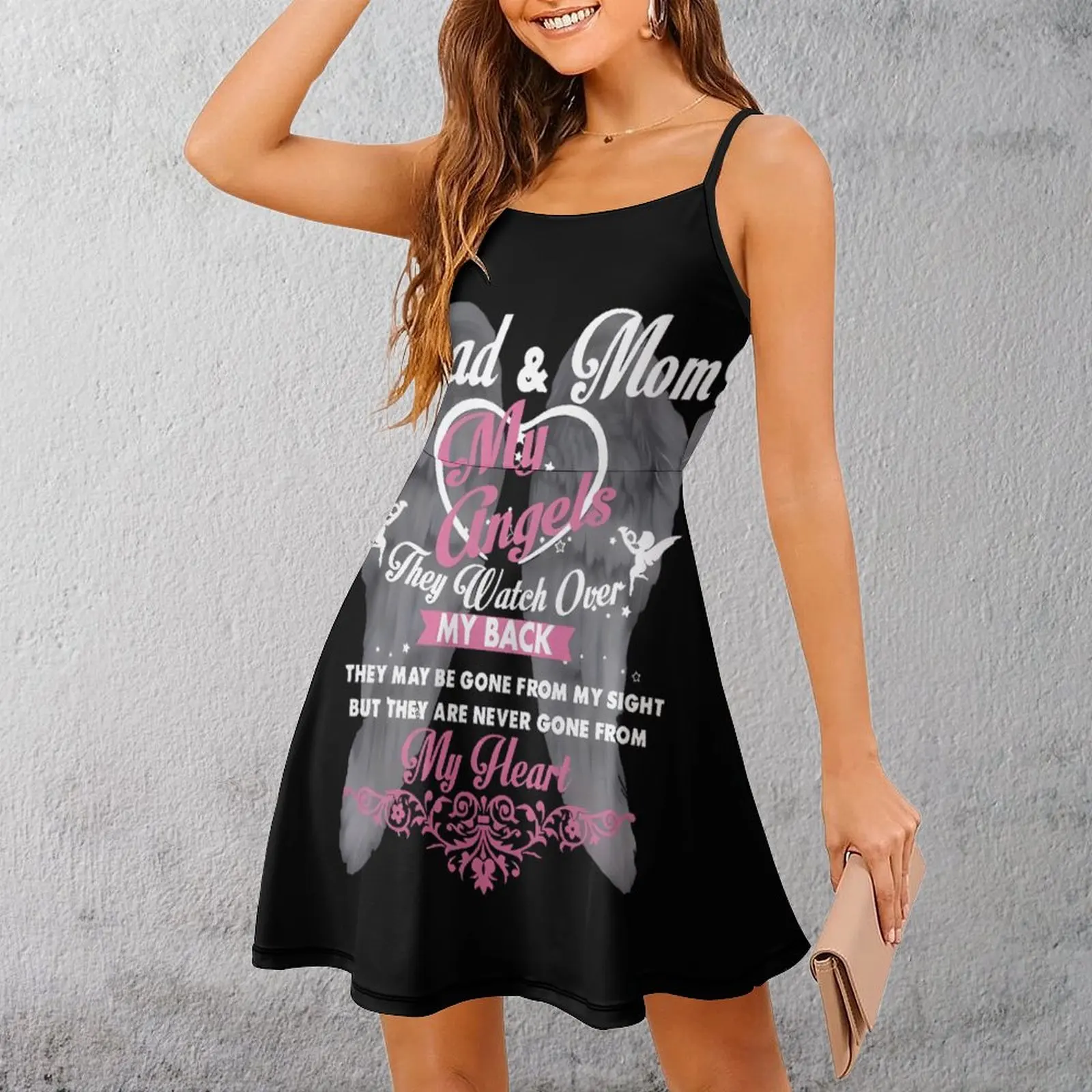 

Sexy Woman's Clothing Dresses Angel Wings Memorial Print Women's Sling Dress Cute Cocktails Humor