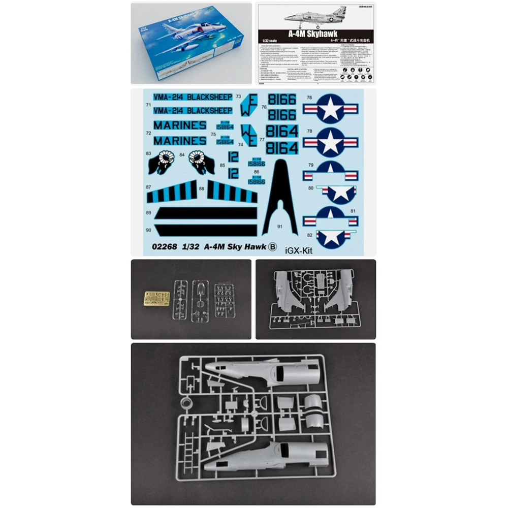 

Trumpeter 02268 1/32 Scale A4 A-4M A4M Sky Hawk Attack Aircraft Plane Handcraft Plastic Assembly Model Gift Building Kit