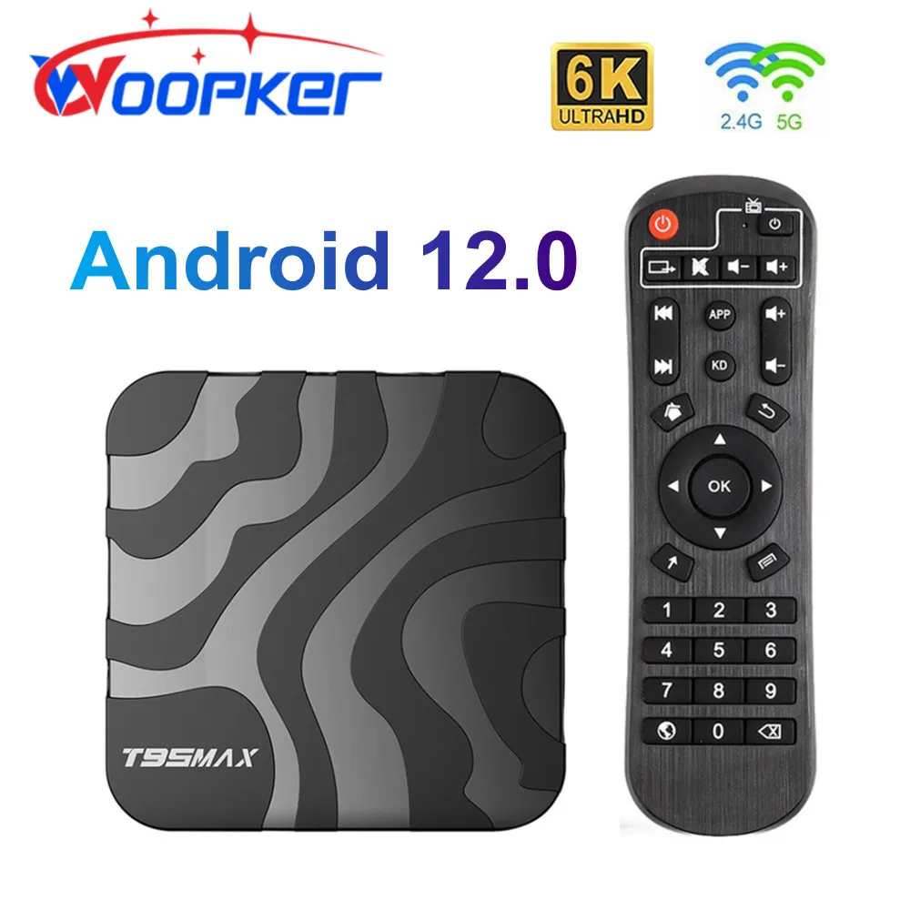 WOOPKER T95MAX 6K Smart TV Box Android 12 Allwinner H618 4GB RAM 32GB ROM Dual Wifi BT4.0 Media Player T95 Max Set Top Box 1G 8G