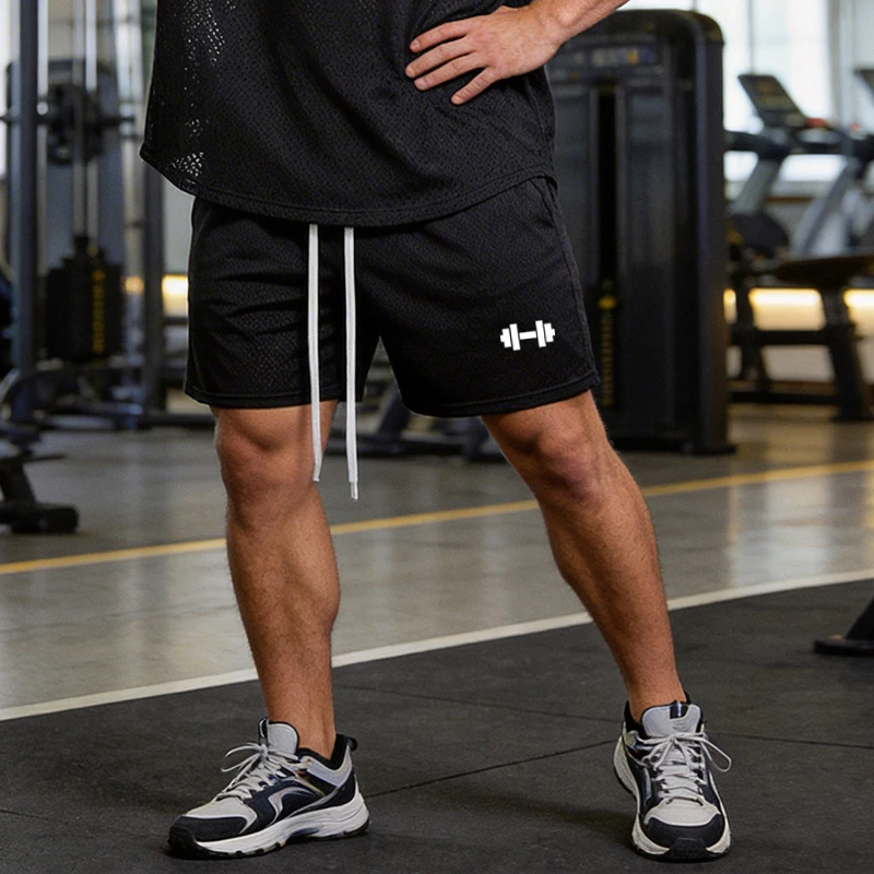 Herren-Laufshorts Sommer Mesh Schnelltrocknende Jogginghose Trainings-Sportbekleidung Hip-Hop Fitness Schweiß-Shorts Lockere Workout-Gym-Shorts