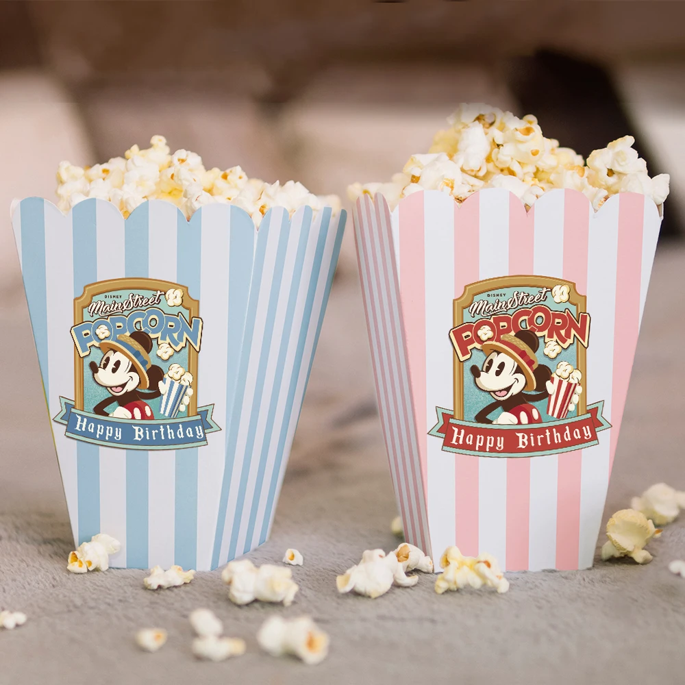 Disney Mickey Main Street Popcorn Boxes Paper Candy Gifts Packaging Bags Boys Birthday Party Decoration Baby Shower Supplies