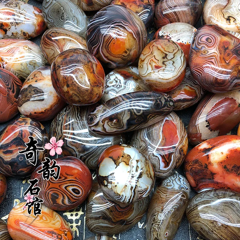 Madagascar Sardonyx Agate Rough Stone Rare Stone Hand Pieces Pattern Line Stripe Stone Fish Tank Stone Ornamental Stone Zen