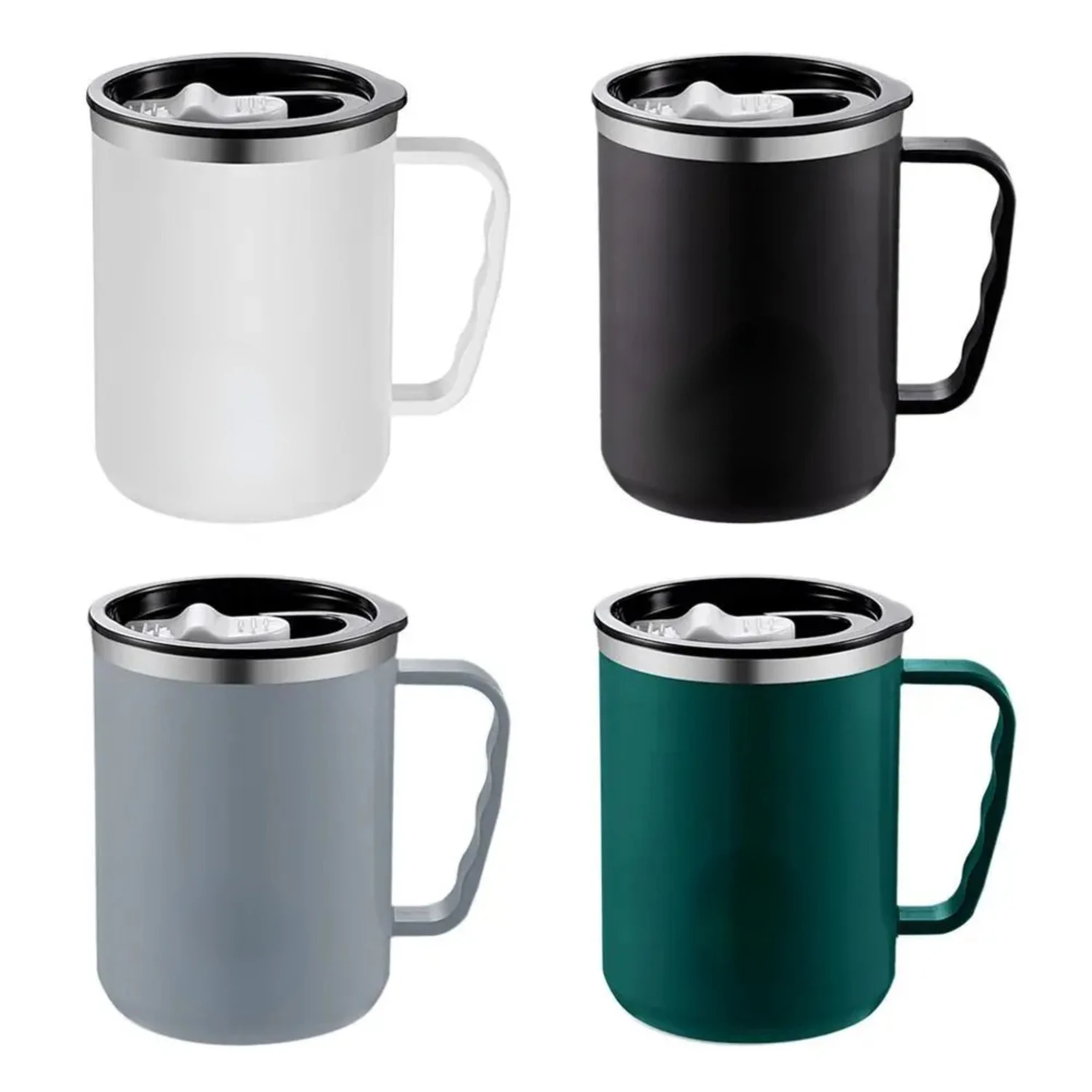 Insulated Stainless Steel Coffee Cup with Lid - Durable Double Wall Coffee Mug with Heat-Resistant Handle - Premium Coffee Tumbl