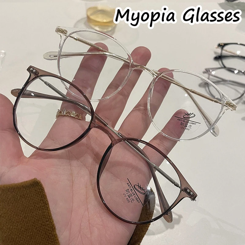 

Anti Blue Light Blocking Near Sight Glasses Vintage Men Women Computer Myopia Eyeglasses Finished Optical Eyewear Diopoter